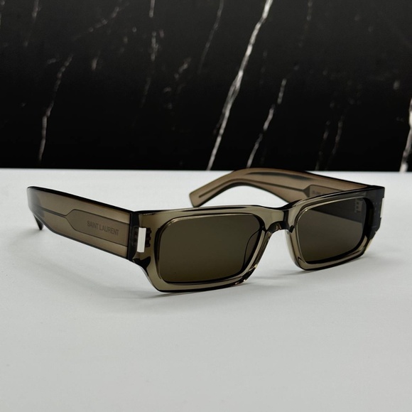 NEW SL660 003 SAINT LAURENT BROWN GREY SQUARE SL 660 003 UNISEX SUNGLASSES SL660 - Picture 1 of 10